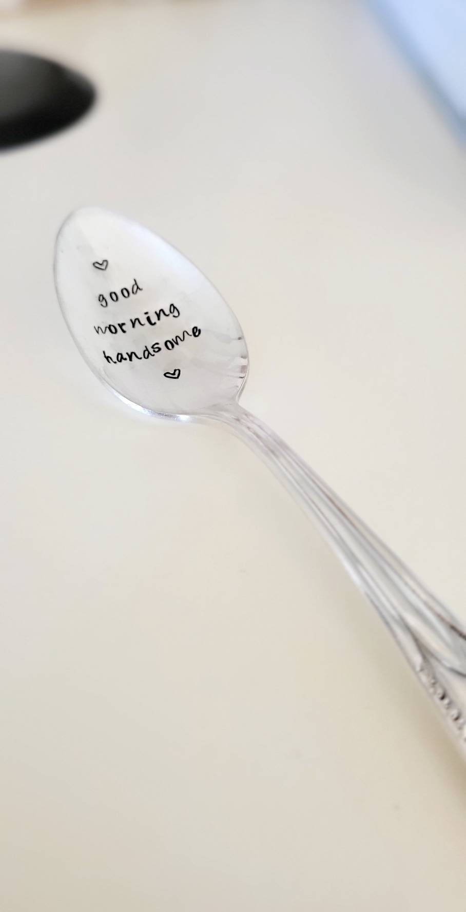 Good Morning Handsome Vintage Silver Plated Teaspoon, Gift for Husband, gift for him, anniversary gift, birthday gift for husband