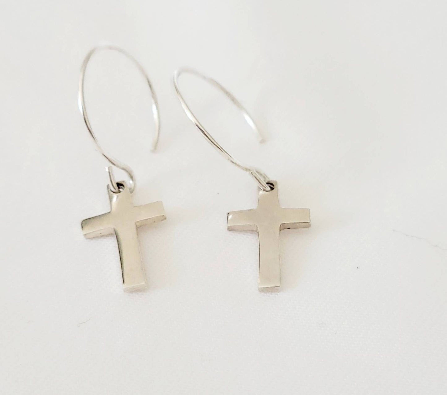 Dainty Hoop With Sterling Silver Cross,gift for mothers day,gift for wife,elegant earrings,cross earrings,dainty earrings for daughter,chilc