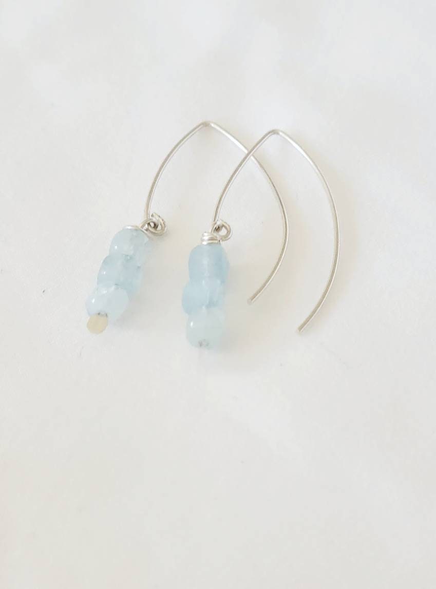 Aquamarine Teardrop Earrings, sterling silver elegant earrings,gift for daughter,gift for wife,bridal gift,dainty