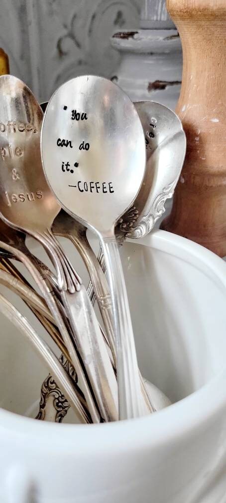 Vintage Silver Plated Soup Spoon, You can do it,vintage gift,coffee gift,coffee nerd gift,coffee lover gift, encouragement gift,