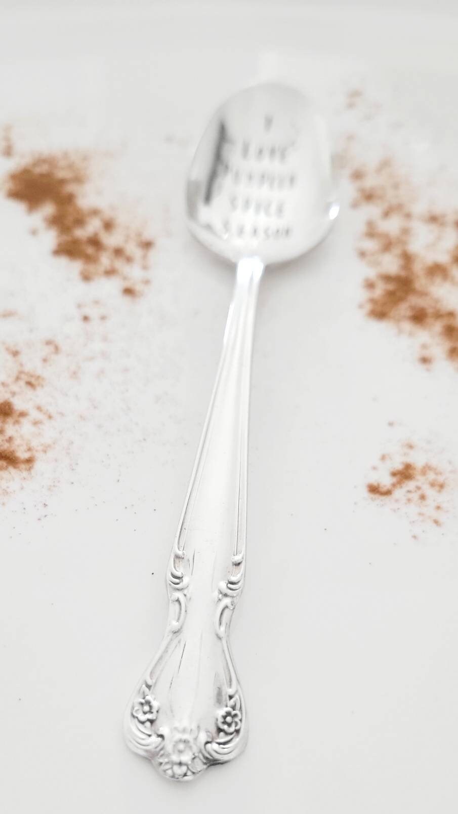 I Love Pumpkin Spice Season Vintage Silver Plated Teaspoon,custom gift for coffee lover,coffee spoon,everyday spoon,gift for wife,birthday