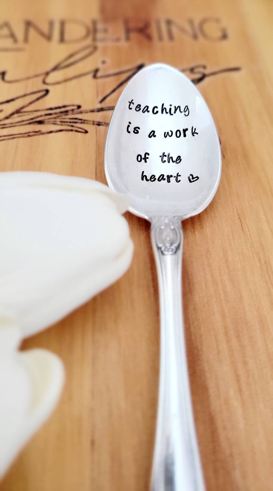 Teaching Is A Work Of The Heart Vintage Silver Plated Soup Spoon,Gift for a hardworking teacher,gift for homeschool mom,gift for friend