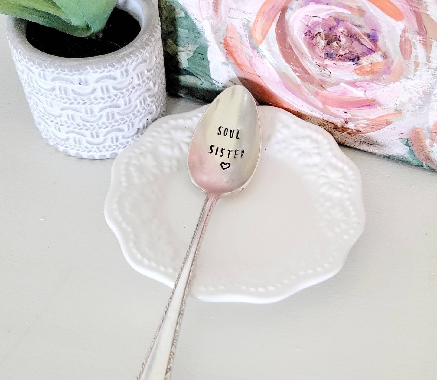 Soul Sister Vintage Silver Plated Teaspoon,Gift for Best Friend, gift for sister,gift for church friend,faith based spoon,spoon for her