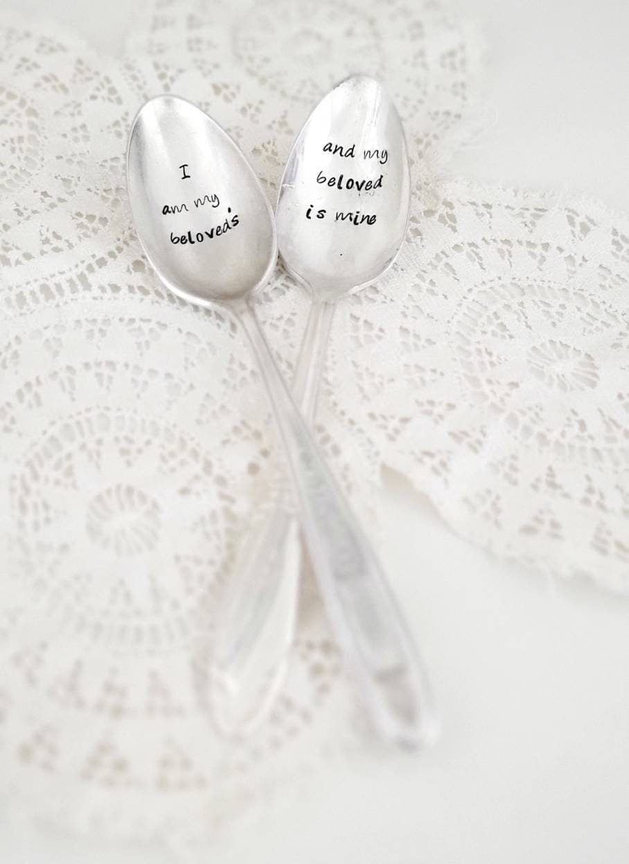 song of solomon wedding gift,i am my beloveds and my beloved is mine,wedding spoons,anniversary gift,vintage wedding spoons,vintage anniversary gift,