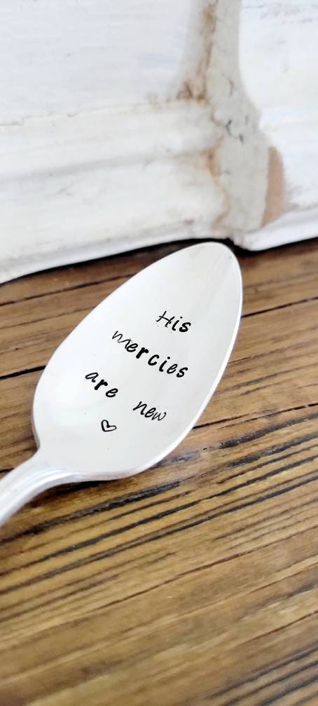 His Mercies Are New Silver Plated Vintage Teaspoon, Personalized Gift,Vintage Spoon,Gift for Father,gift for mom