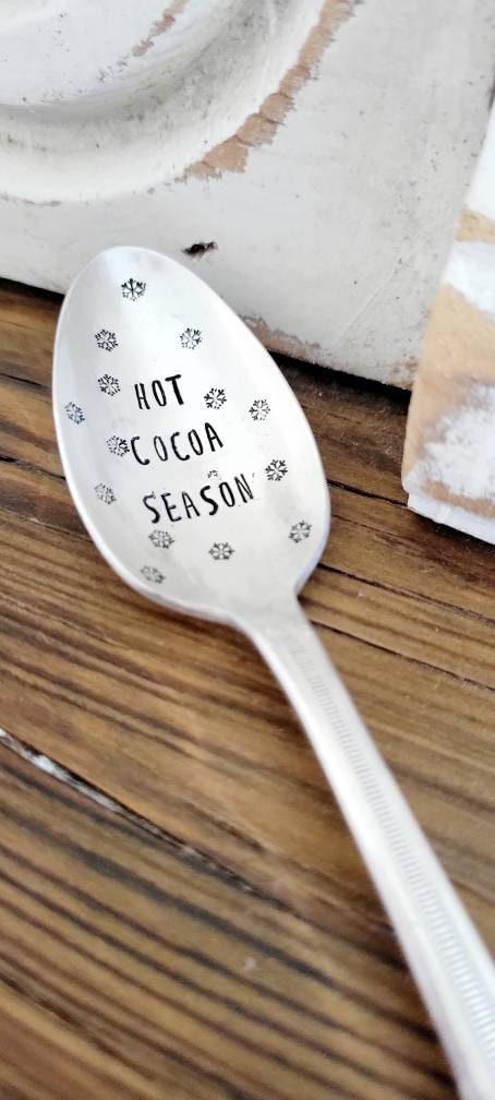 Hot Cocoa Season Vintage Silver Plated Teaspoon,gift for kids,gift exchange,office party gift,neighbor gift,gift basket idea,vintage gift