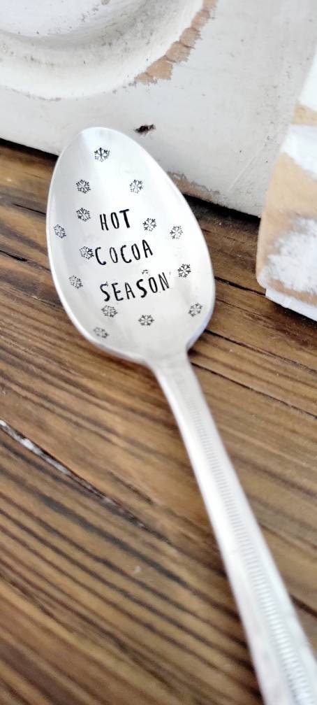 Hot Cocoa Season Vintage Silver Plated Teaspoon,gift for kids,gift exchange,office party gift,neighbor gift,gift basket idea,vintage gift