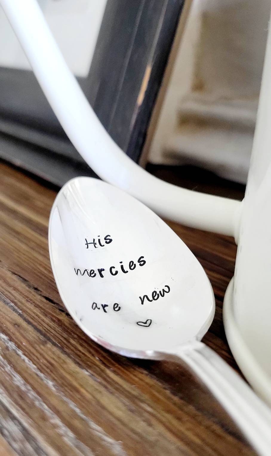 His Mercies Are New Silver Plated Vintage Teaspoon, Personalized Gift,Vintage Spoon,Gift for Father,gift for mom