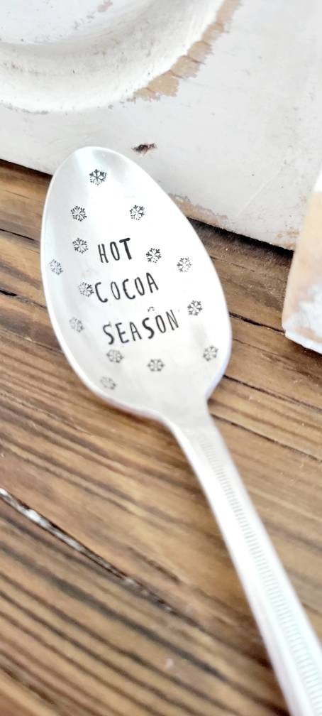 Hot Cocoa Season Vintage Silver Plated Teaspoon,gift for kids,gift exchange,office party gift,neighbor gift,gift basket idea,vintage gift