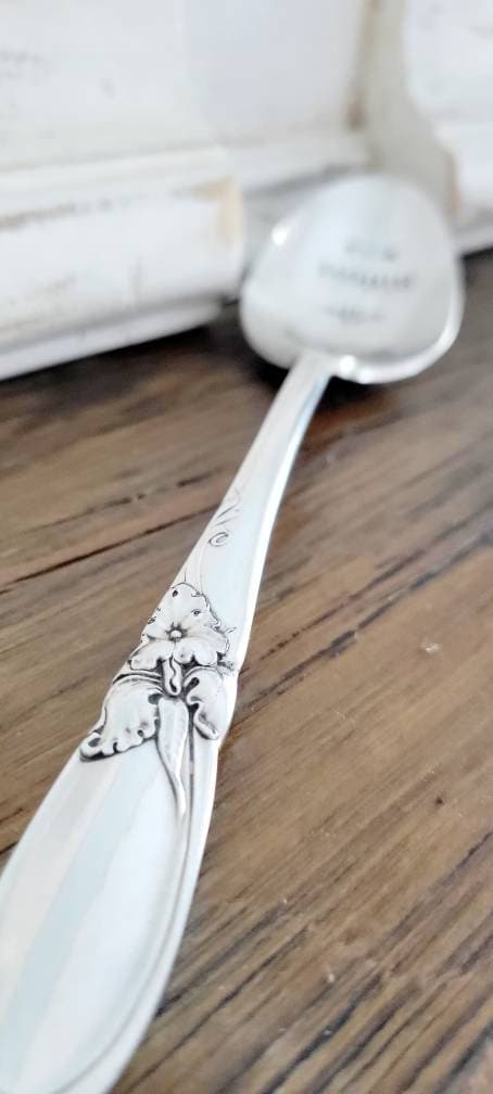 Vintage Silver Plated Serving Spoon,Happiness is homemade,unique gift for grandmother,gift for mom,gift for neighbor,gift exchange idea