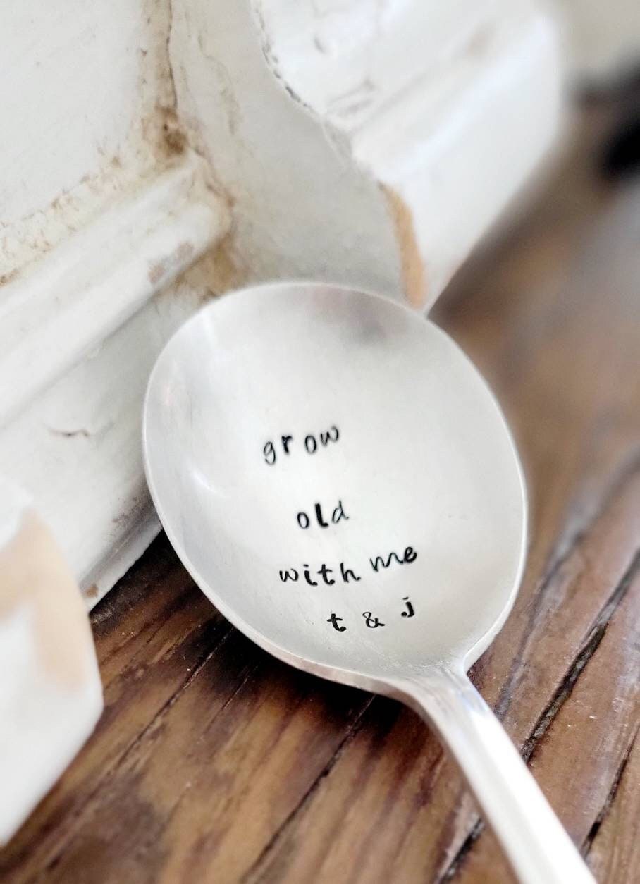Grow Old With Me Vintage Soup Spoon, thinking of you gift, gift for husband, gift for wife, gift for marriage proposal, anniversary gift