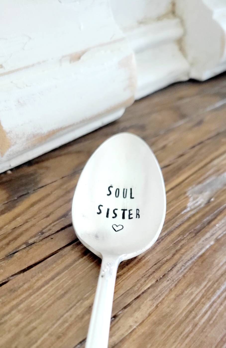 Soul Sister Vintage Silver Plated Teaspoon,Gift for Best Friend, gift for sister,gift for church friend,faith based spoon,spoon for her