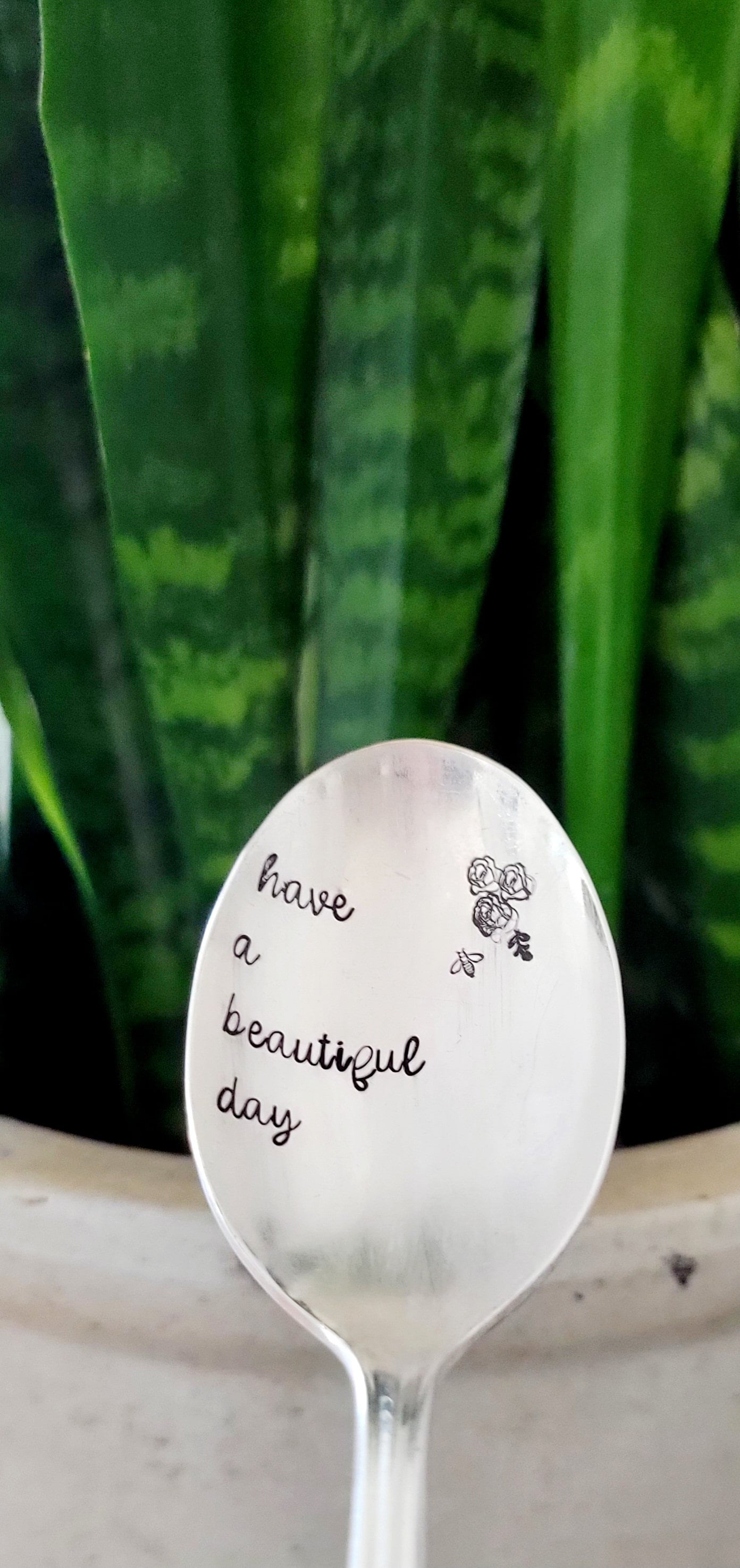 VIntage Silver Plated Soup Spoon,have a beautiful day,creamer spoon,tea spoon,honey spoon,honey lover,bee lover,gift for her,vintage gift