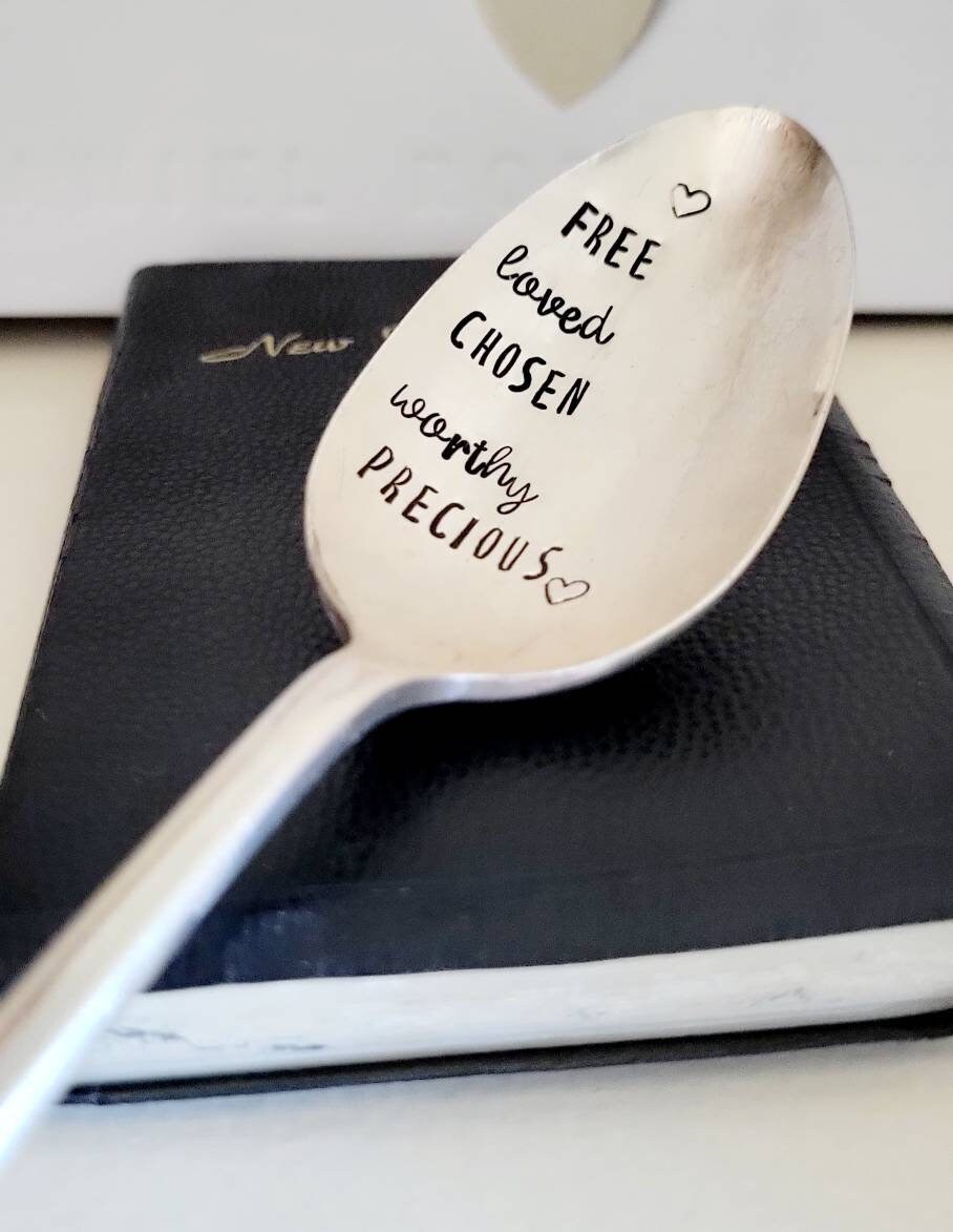 Vintage Silver Plated Spoon,Faith Based gift,gift for friend,you are loved gift,God loves you,you are chosen,you are worthy,you are precious