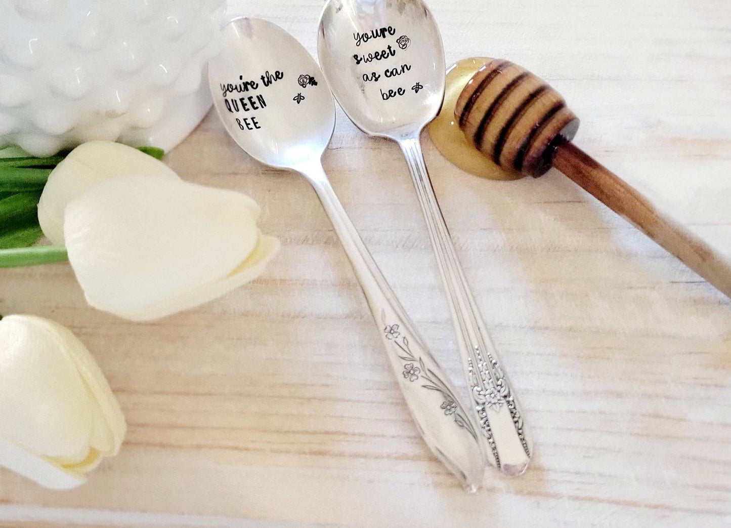 Vintage Silver Plated Spoon,You're as sweet as can bee,unique gift for friend,gift for wife,tea lover gift,tea gift,tea gift box gift,