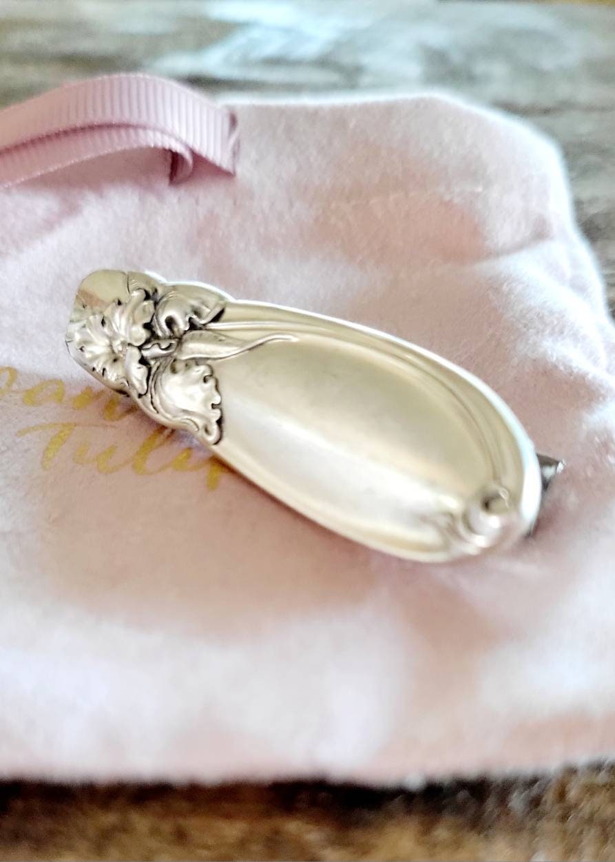 Vintage silver plated upcycled hair clip,unique gift for daughter,gift for vintage lover,gift for mom,gift for wife,hairdresser gift