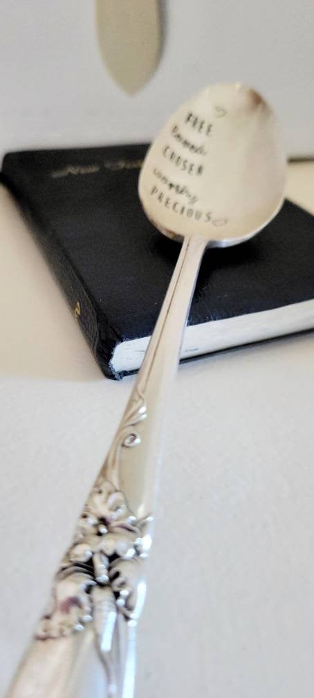 Vintage Silver Plated Spoon,Faith Based gift,gift for friend,you are loved gift,God loves you,you are chosen,you are worthy,you are precious