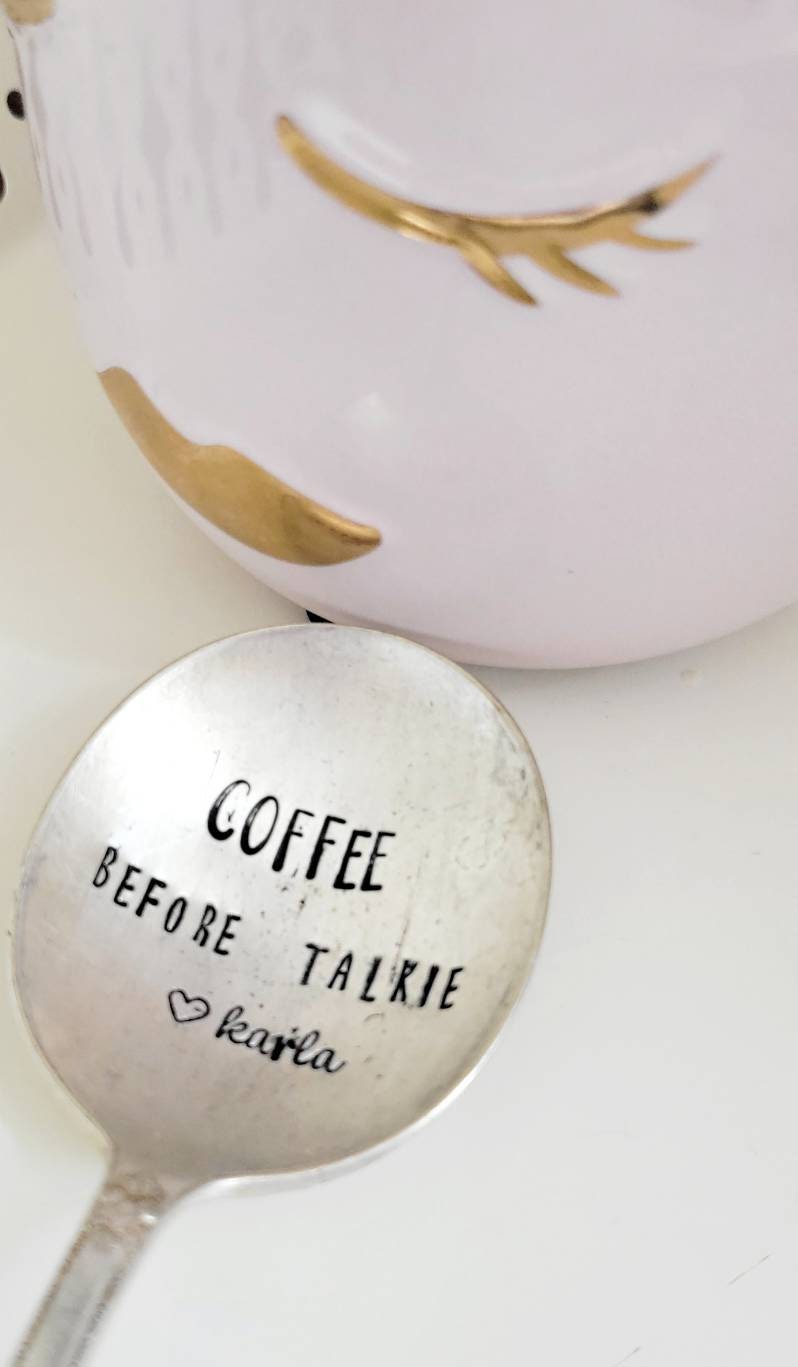 Coffee Before Talkie Silver Plated Vintage Spoon,Coffee Spoon,Personalized Gift,Gift for Wife,Gift for Husband, Best Friend