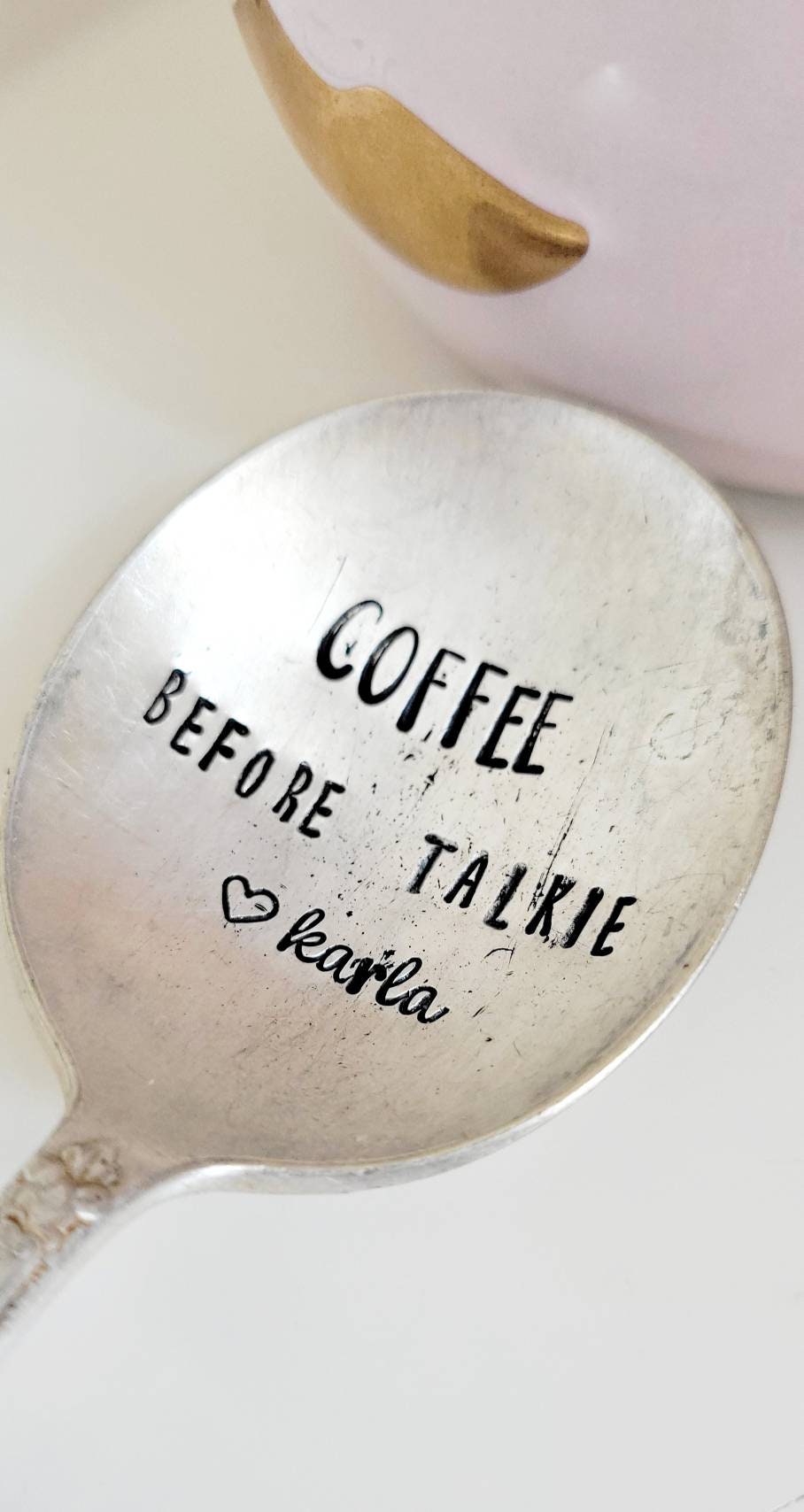Coffee Before Talkie Silver Plated Vintage Spoon,Coffee Spoon,Personalized Gift,Gift for Wife,Gift for Husband, Best Friend