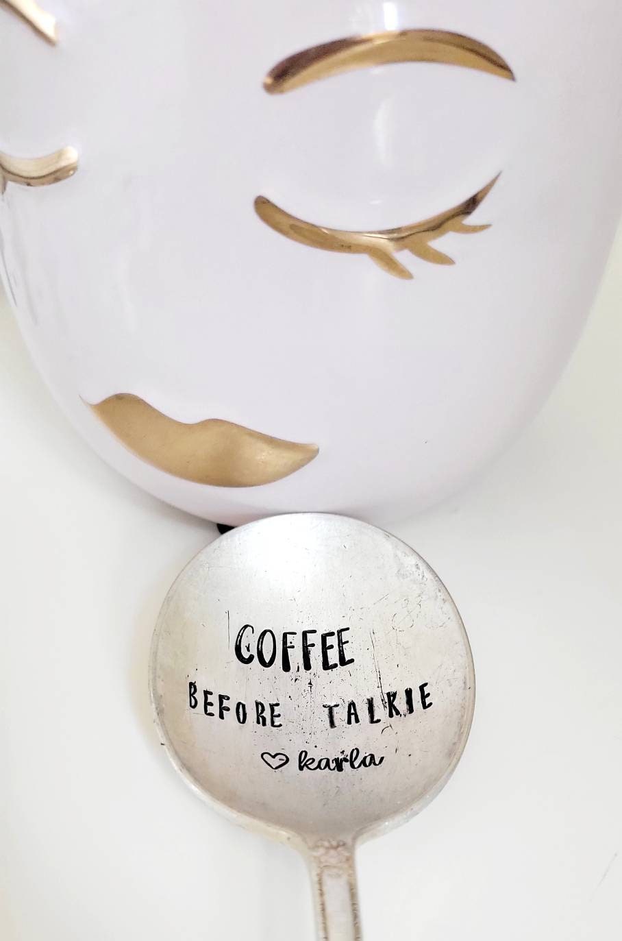 Coffee Before Talkie Silver Plated Vintage Spoon,Coffee Spoon,Personalized Gift,Gift for Wife,Gift for Husband, Best Friend