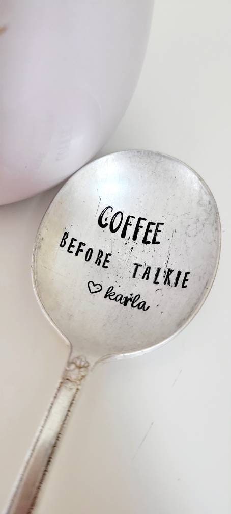 Coffee Before Talkie Silver Plated Vintage Spoon,Coffee Spoon,Personalized Gift,Gift for Wife,Gift for Husband, Best Friend