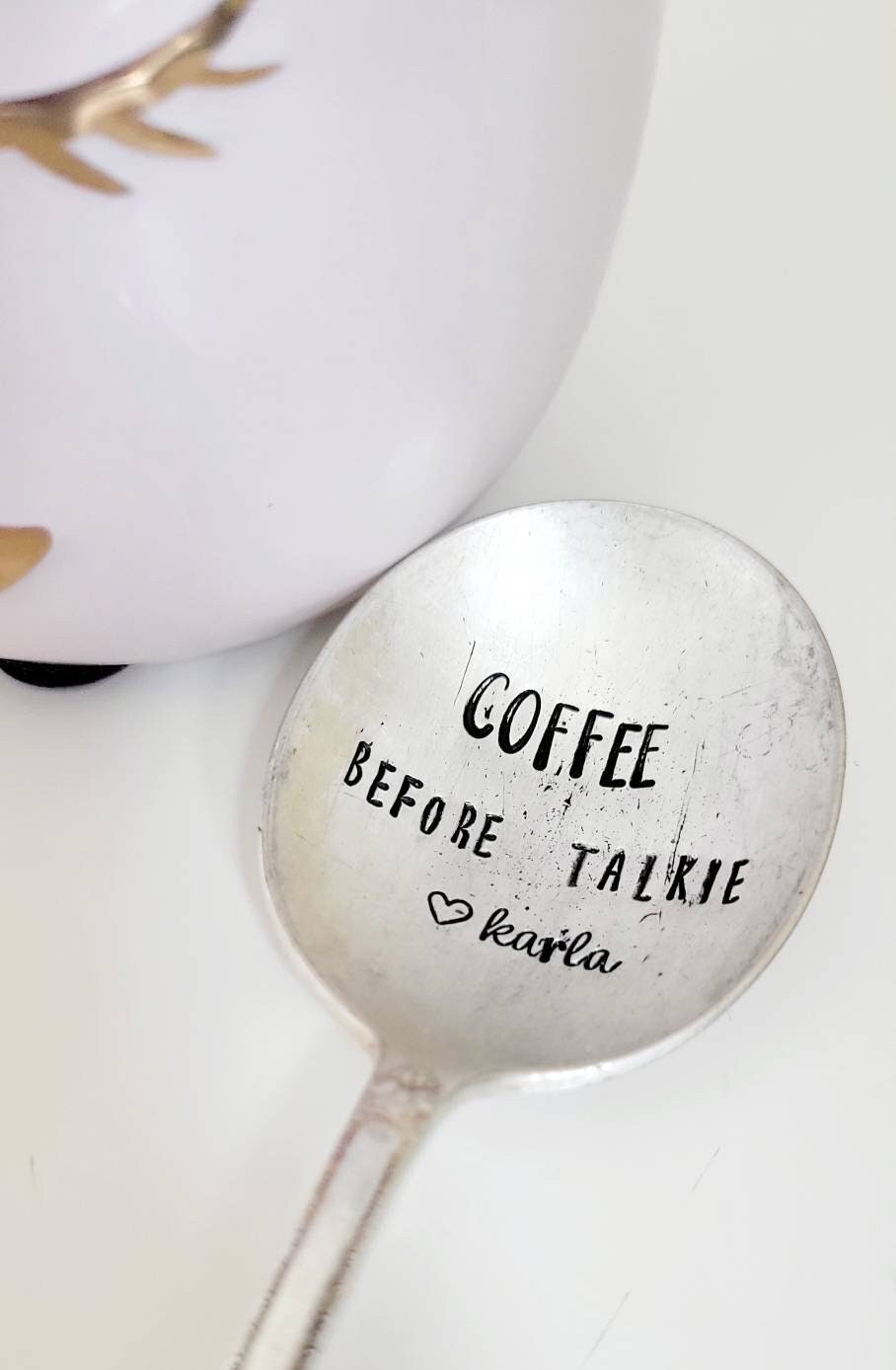 Coffee Before Talkie Silver Plated Vintage Spoon,Coffee Spoon,Personalized Gift,Gift for Wife,Gift for Husband, Best Friend