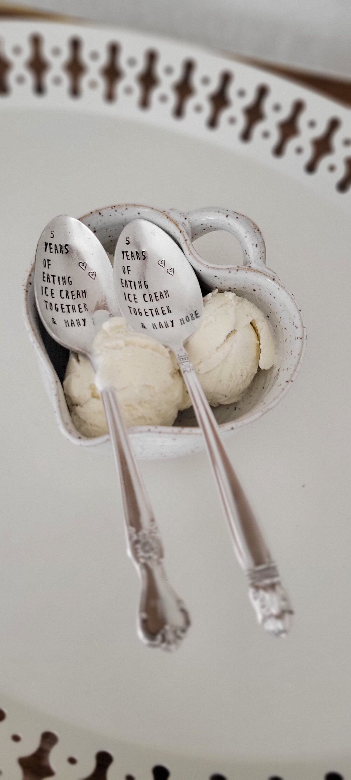 Vintage Silver Plated Set, Personalized anniversary icecream spoons,anniversary gift,gift for couple,gift for besties,vintage silver
