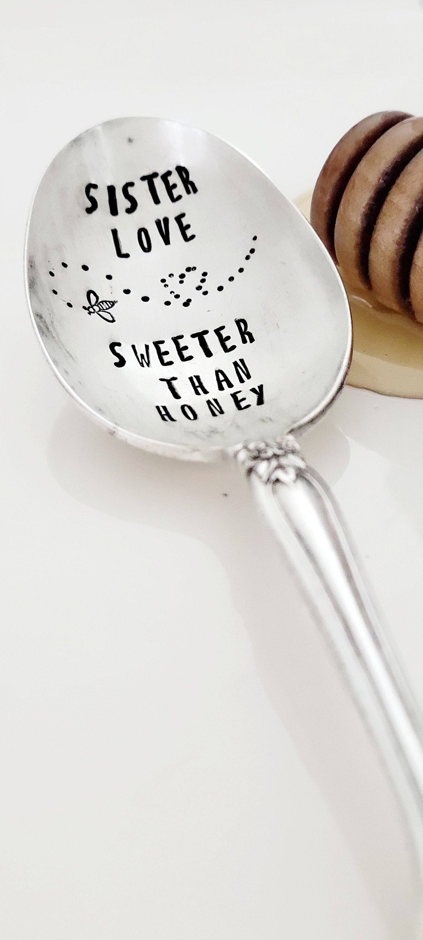 Vintage Silver Plated Soup Size Spoon,sister love,sweeter than honey,Gift for sister,gift for best friend,birthday gift for daughter
