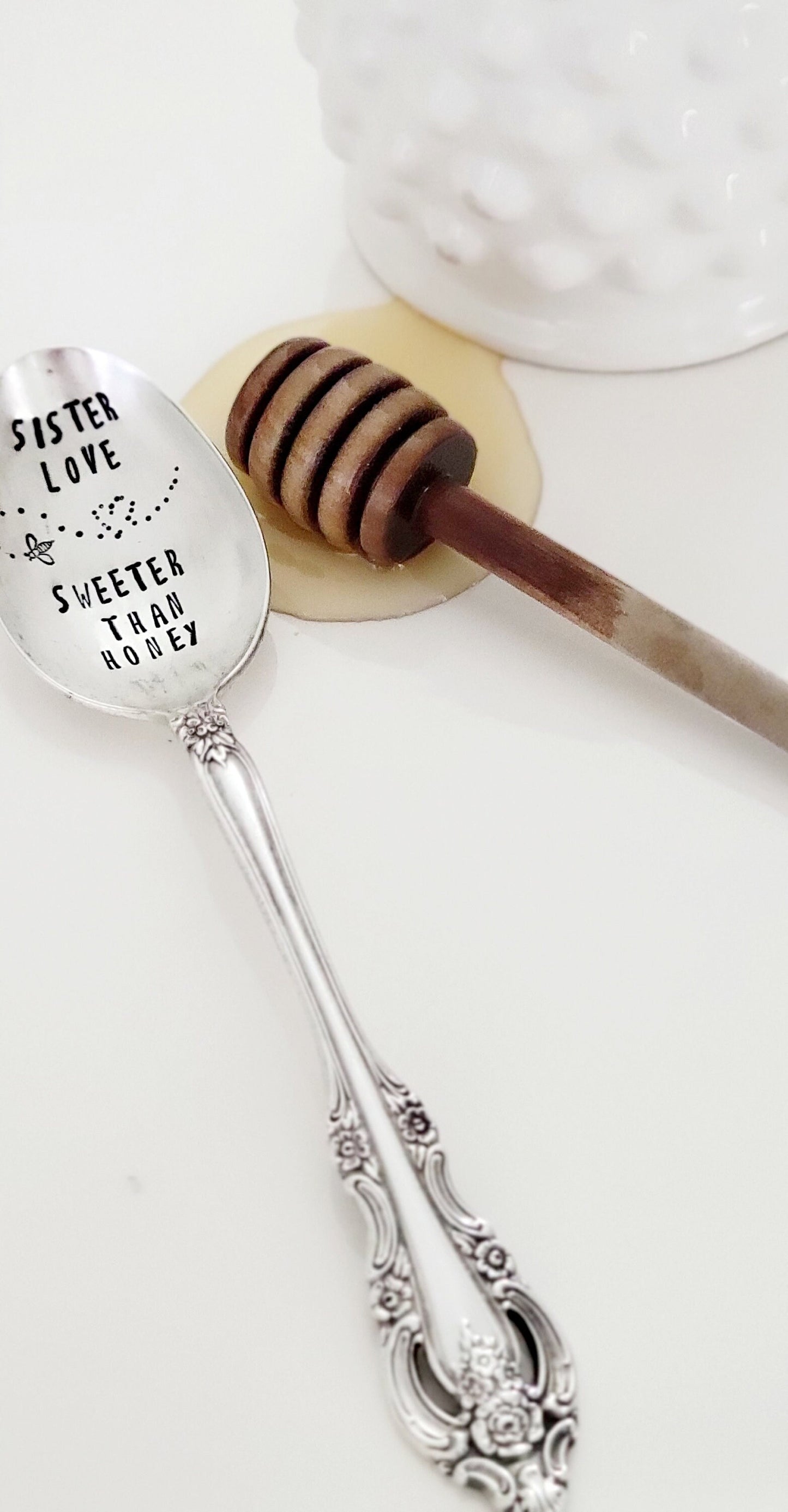 Vintage Silver Plated Soup Size Spoon,sister love,sweeter than honey,Gift for sister,gift for best friend,birthday gift for daughter