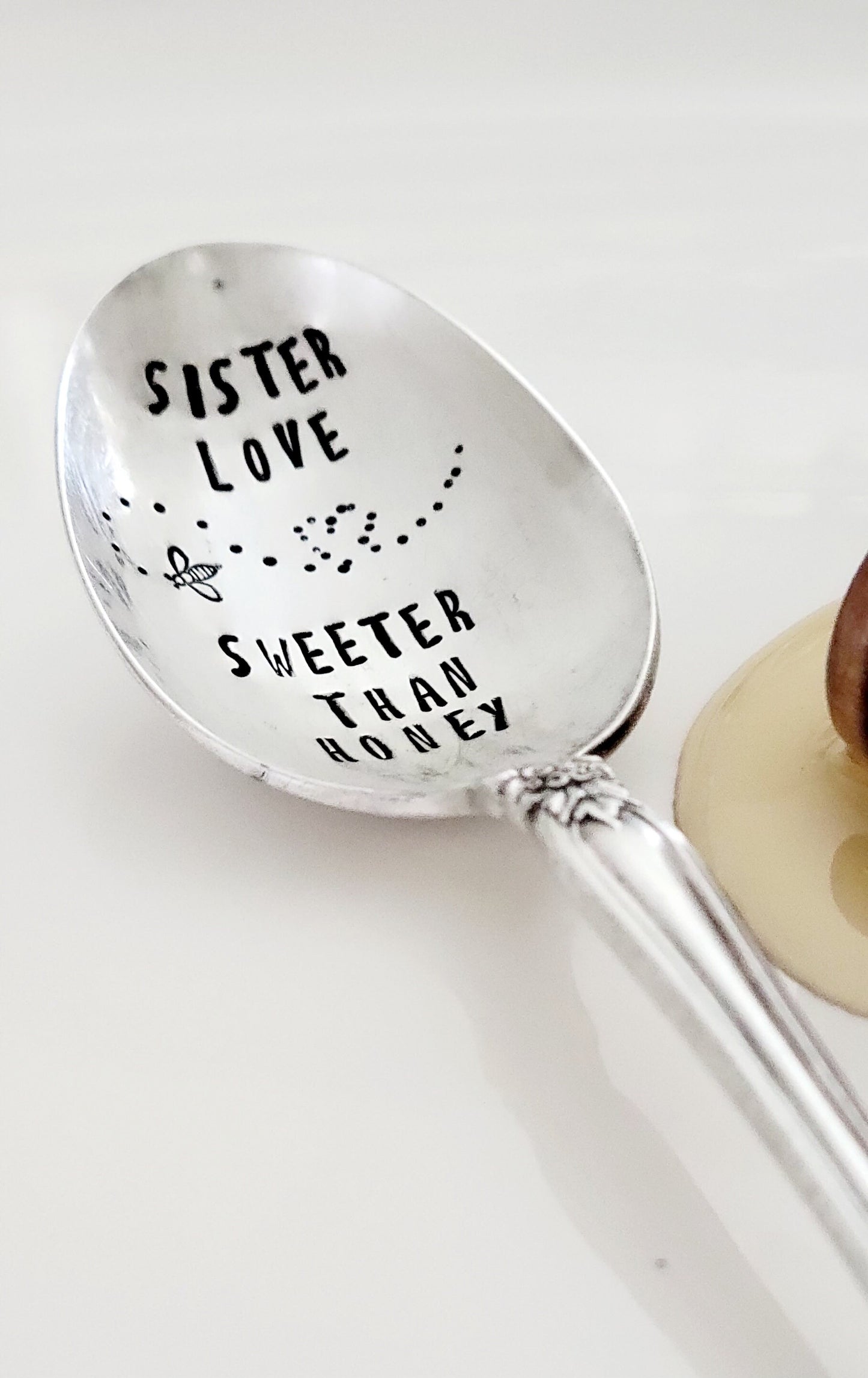 Vintage Silver Plated Soup Size Spoon,sister love,sweeter than honey,Gift for sister,gift for best friend,birthday gift for daughter