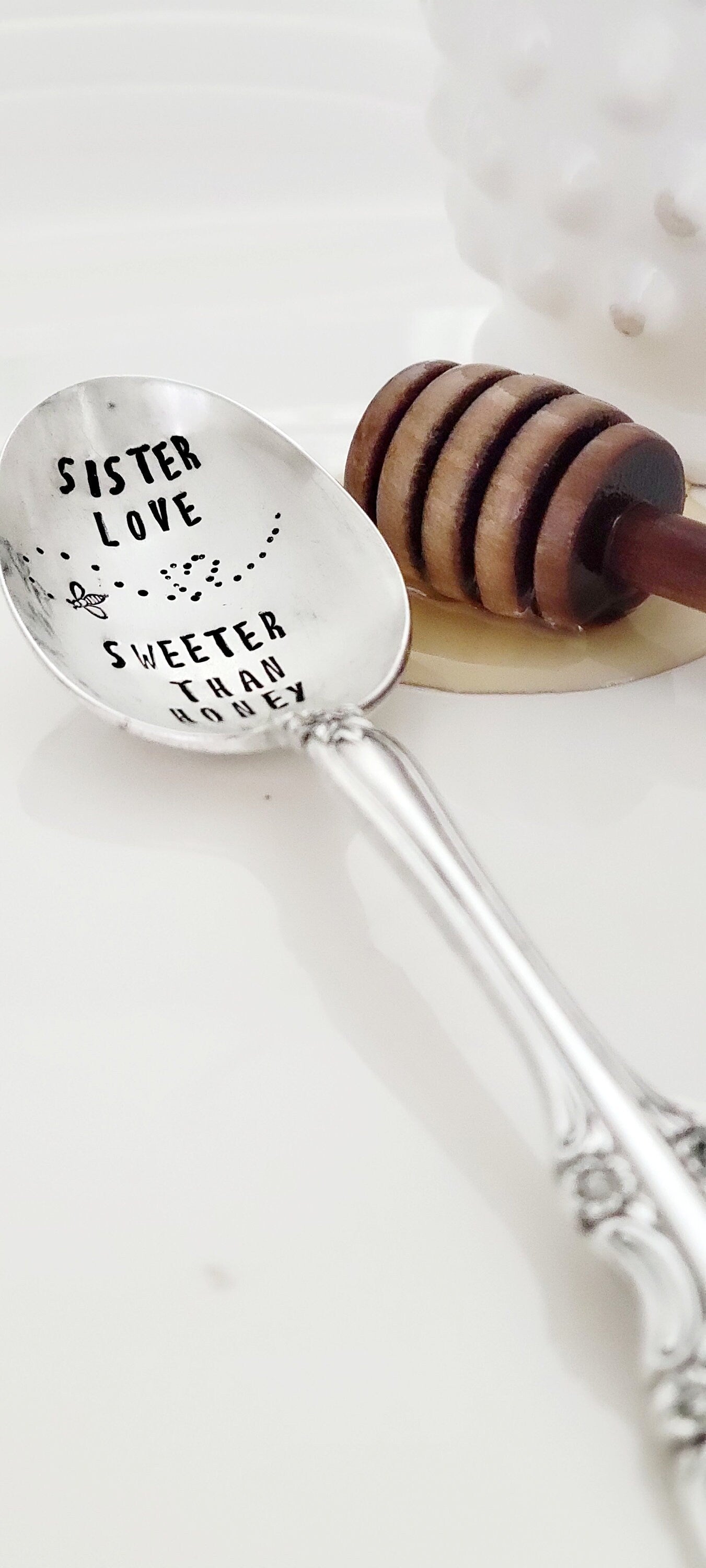 Vintage Silver Plated Soup Size Spoon,sister love,sweeter than honey,Gift for sister,gift for best friend,birthday gift for daughter