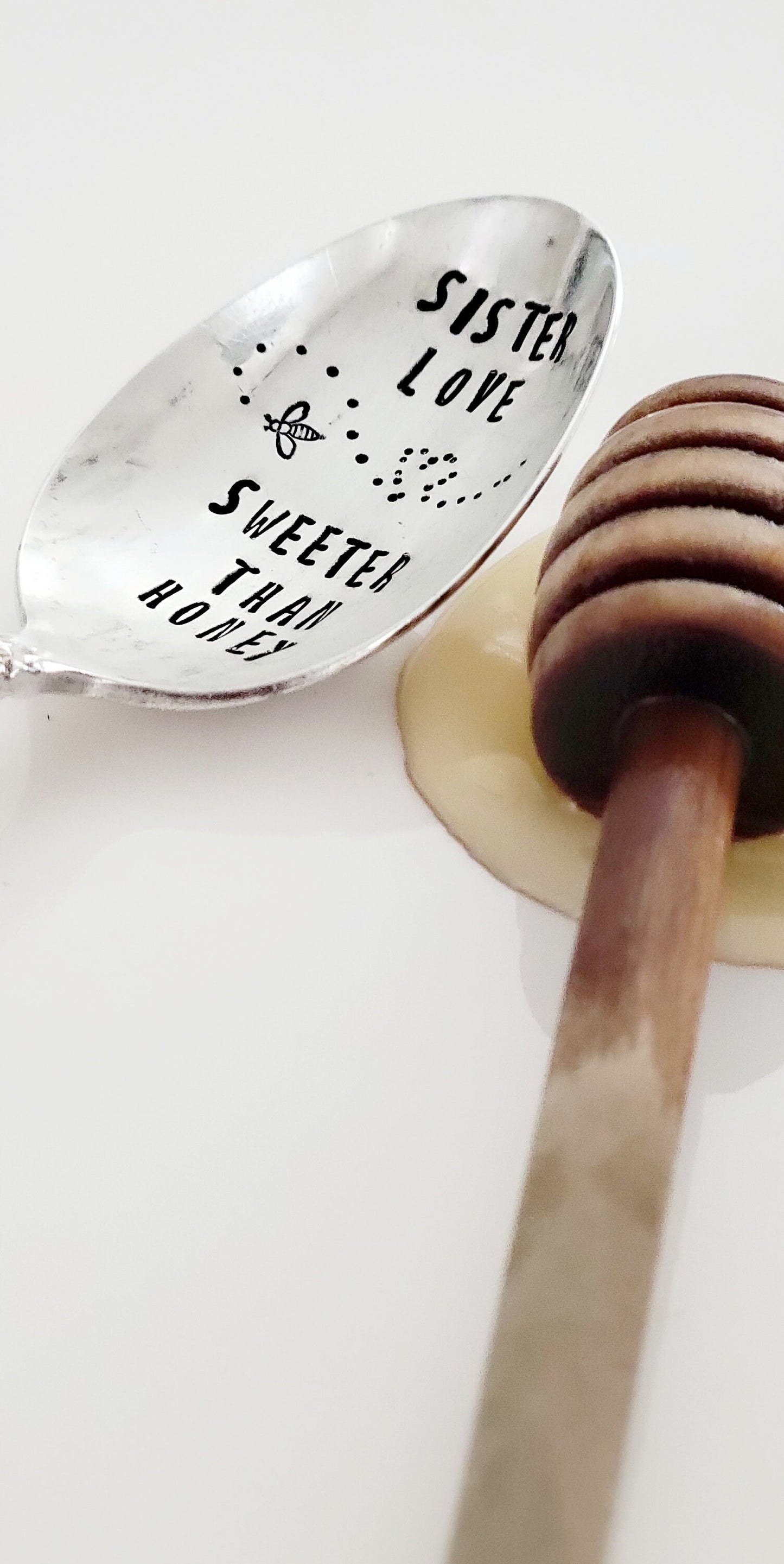 Vintage Silver Plated Soup Size Spoon,sister love,sweeter than honey,Gift for sister,gift for best friend,birthday gift for daughter