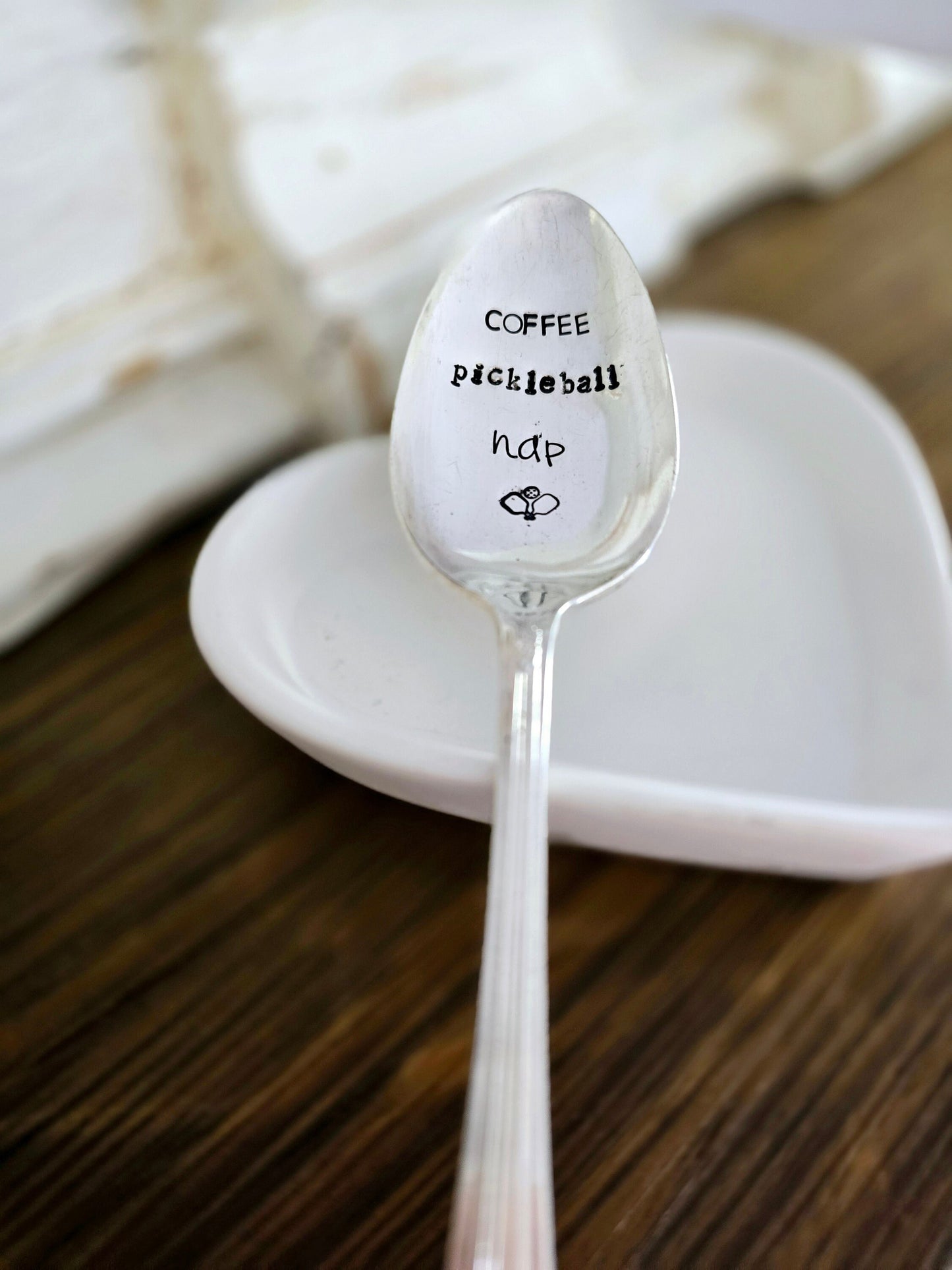 Vintage silver plated spoon,pickleball gift,pickleball love,pickleball fan,pickleball fanatic, birthday gift for pickleball,coffee