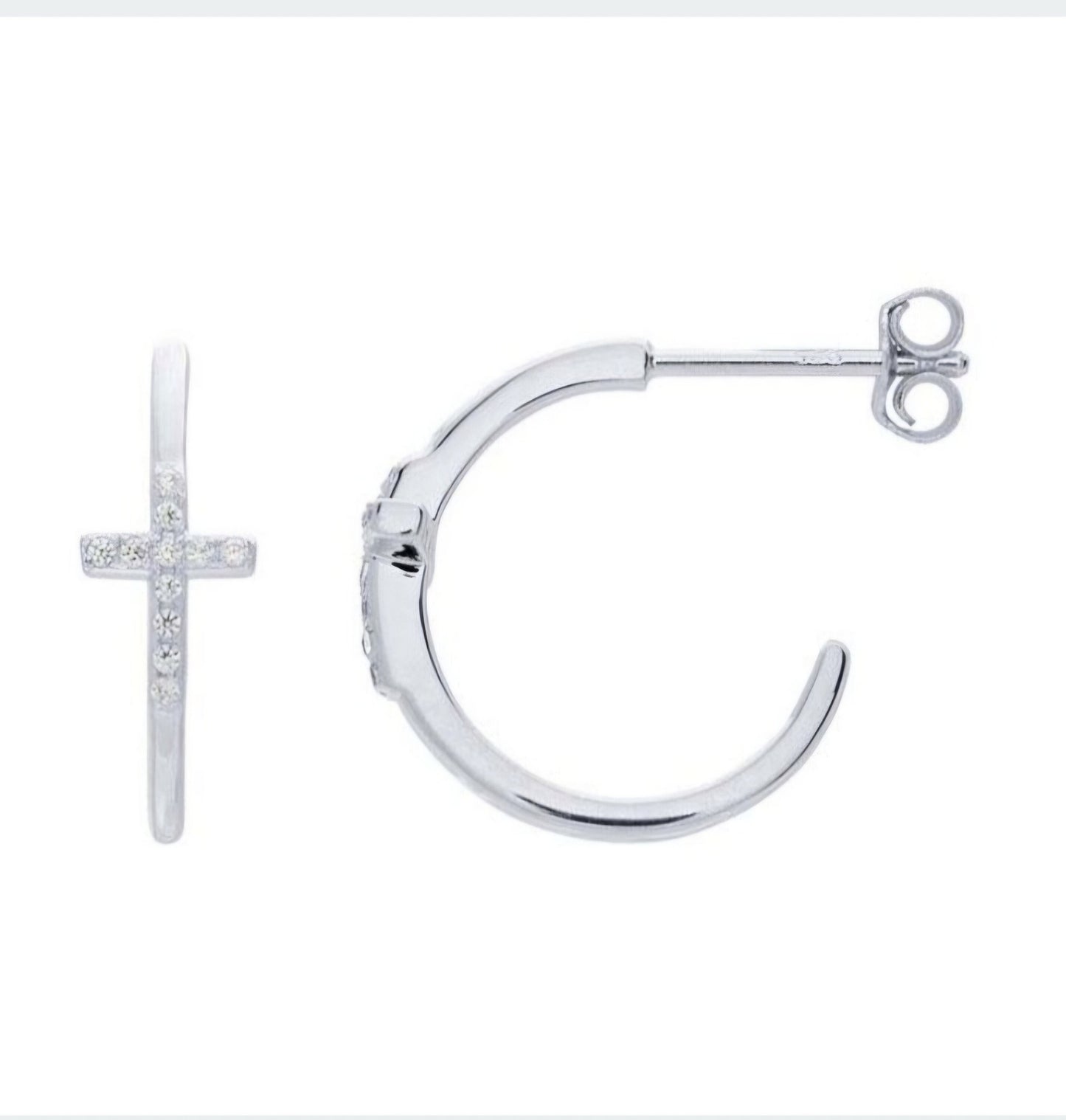 cz cross earrings,cz sterling silver cross earrings,elegant cross earrings