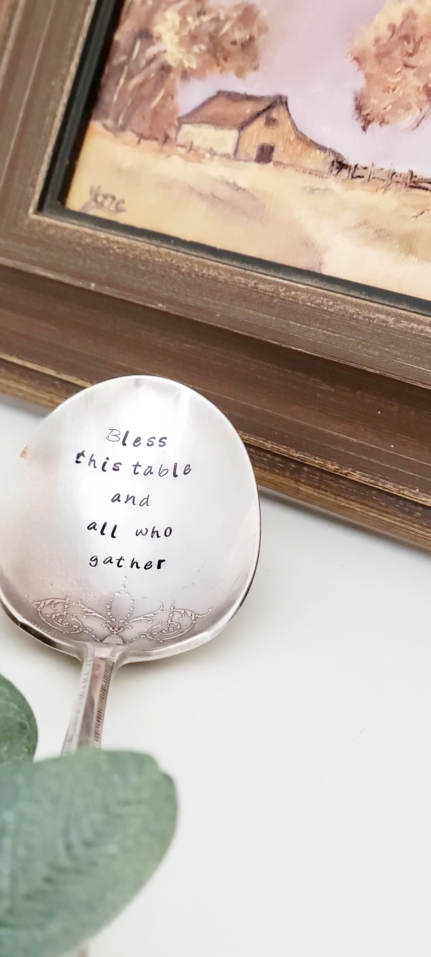 Bless this table and all who gather- Vintage Personalized Stamped Spoon | Wandering Tulips