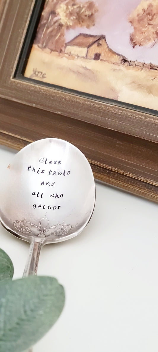 Bless this table and all who gather- Vintage Personalized Stamped Spoon | Wandering Tulips