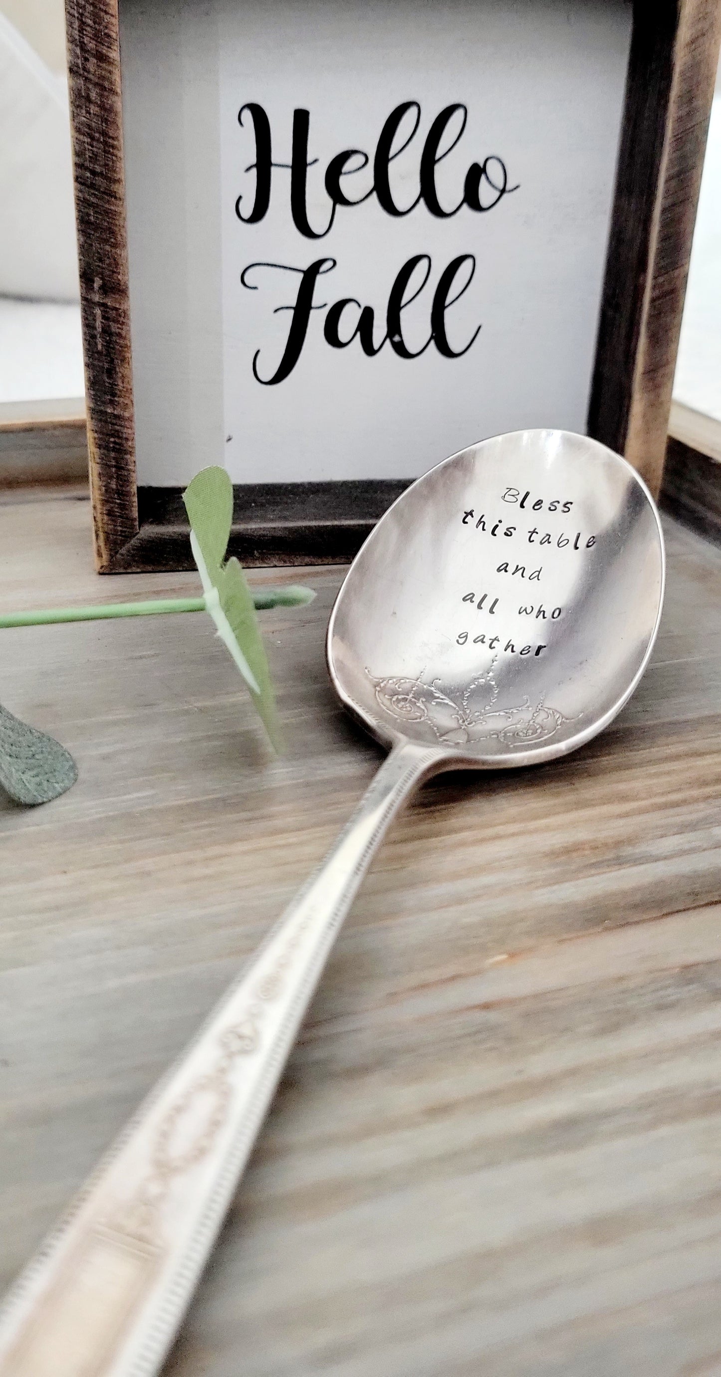 Bless this table and all who gather- Vintage Personalized Stamped Spoon | Wandering Tulips