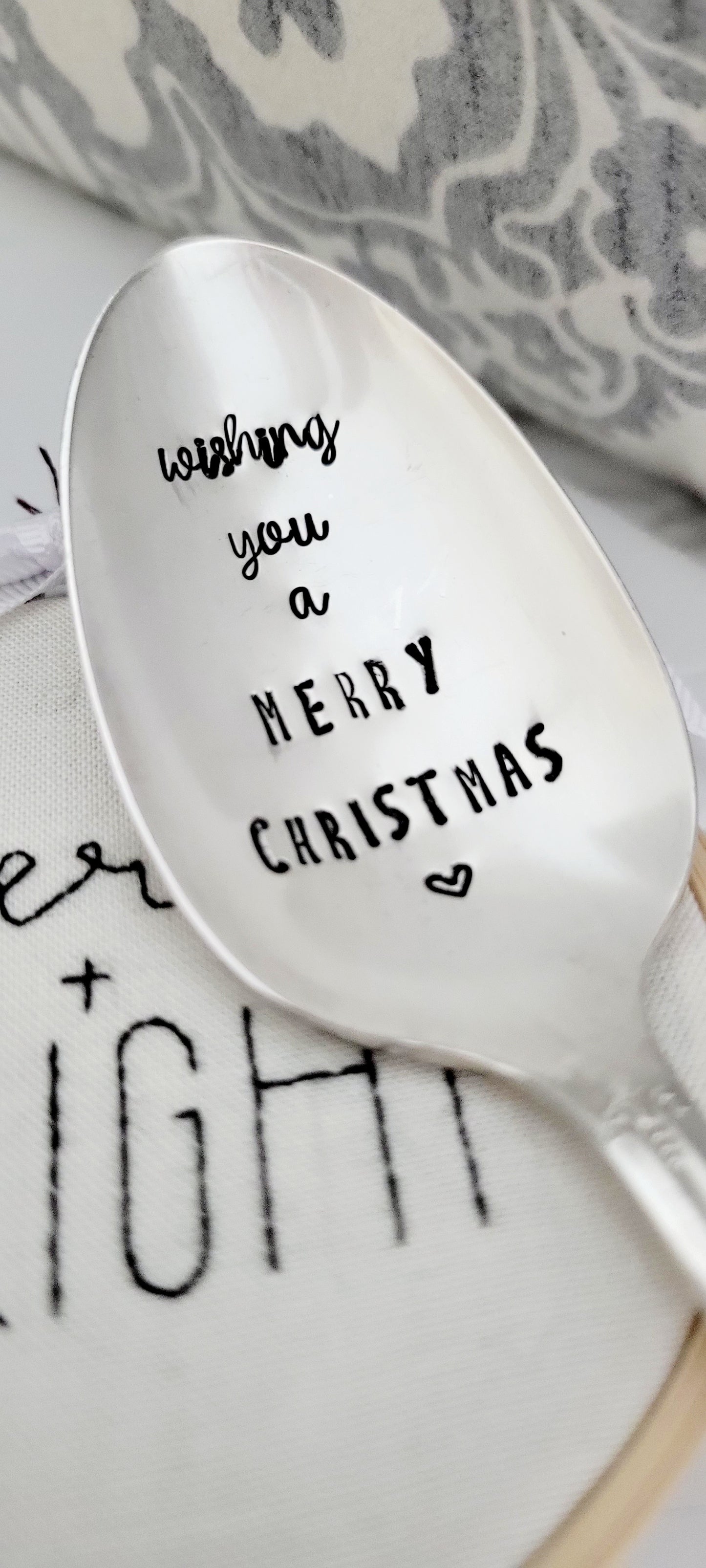 Wishing You A Merry Christmas - Vintage Personalized Stamped Spoon | Wandering Tulips