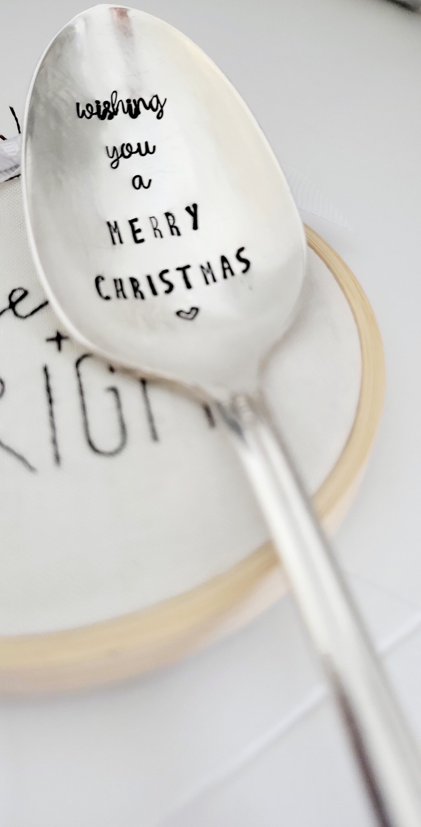 Wishing You A Merry Christmas - Vintage Personalized Stamped Spoon | Wandering Tulips