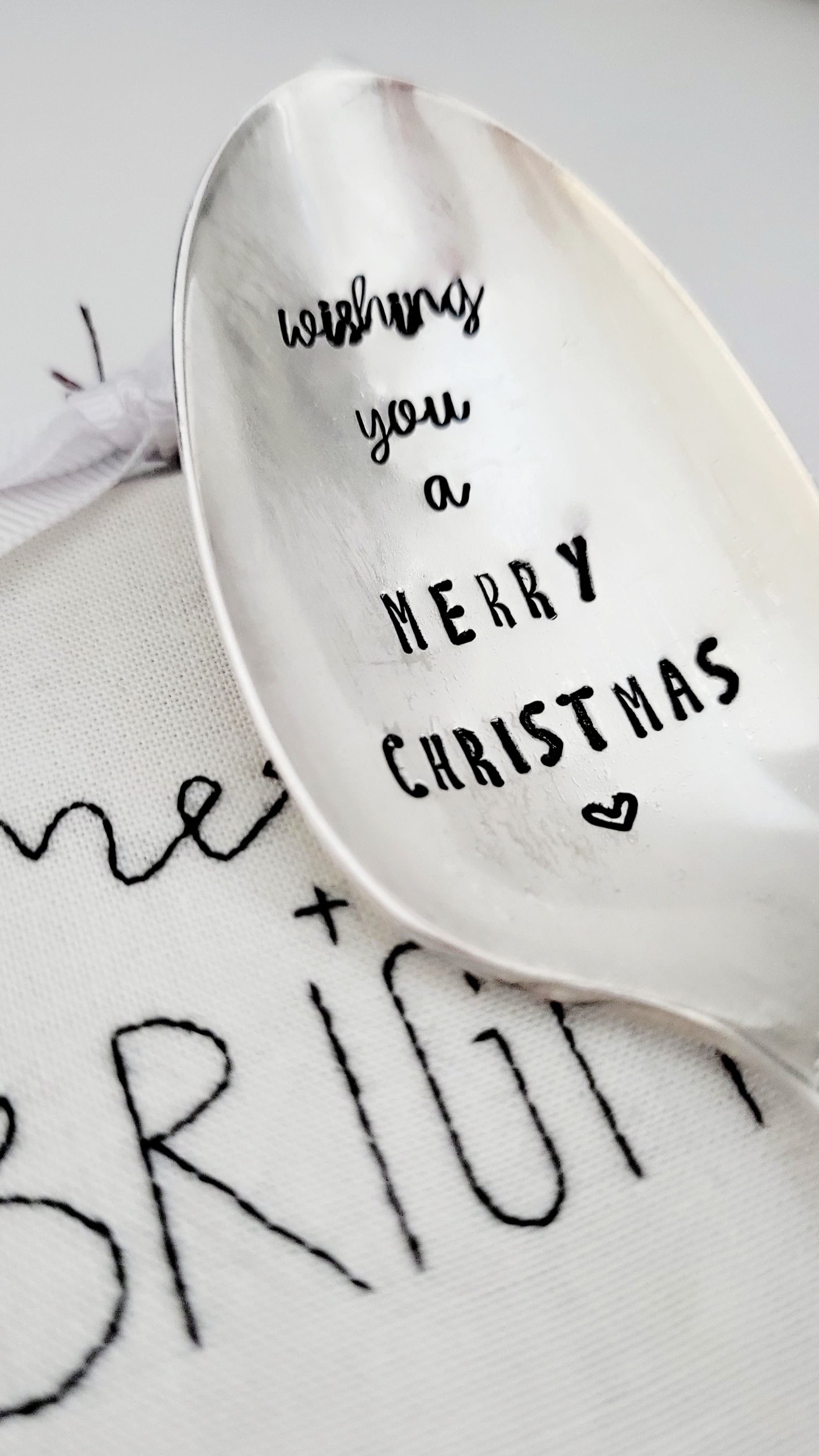 Wishing You A Merry Christmas - Vintage Personalized Stamped Spoon | Wandering Tulips