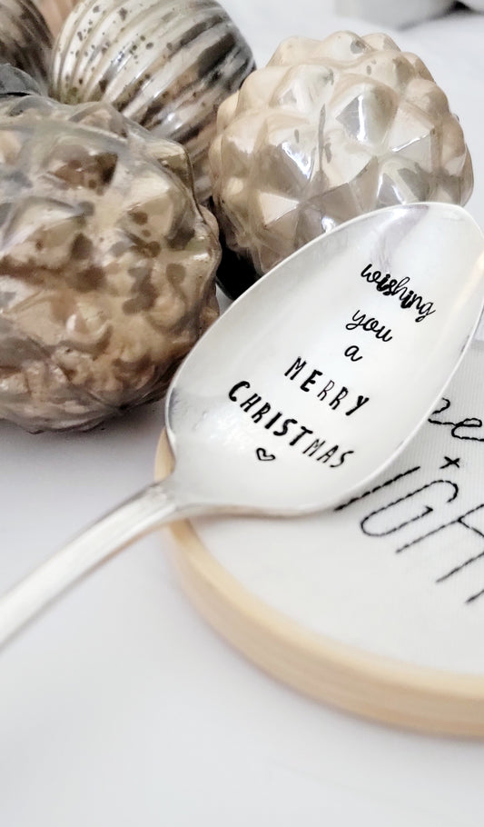 Wishing You A Merry Christmas - Vintage Personalized Stamped Spoon | Wandering Tulips