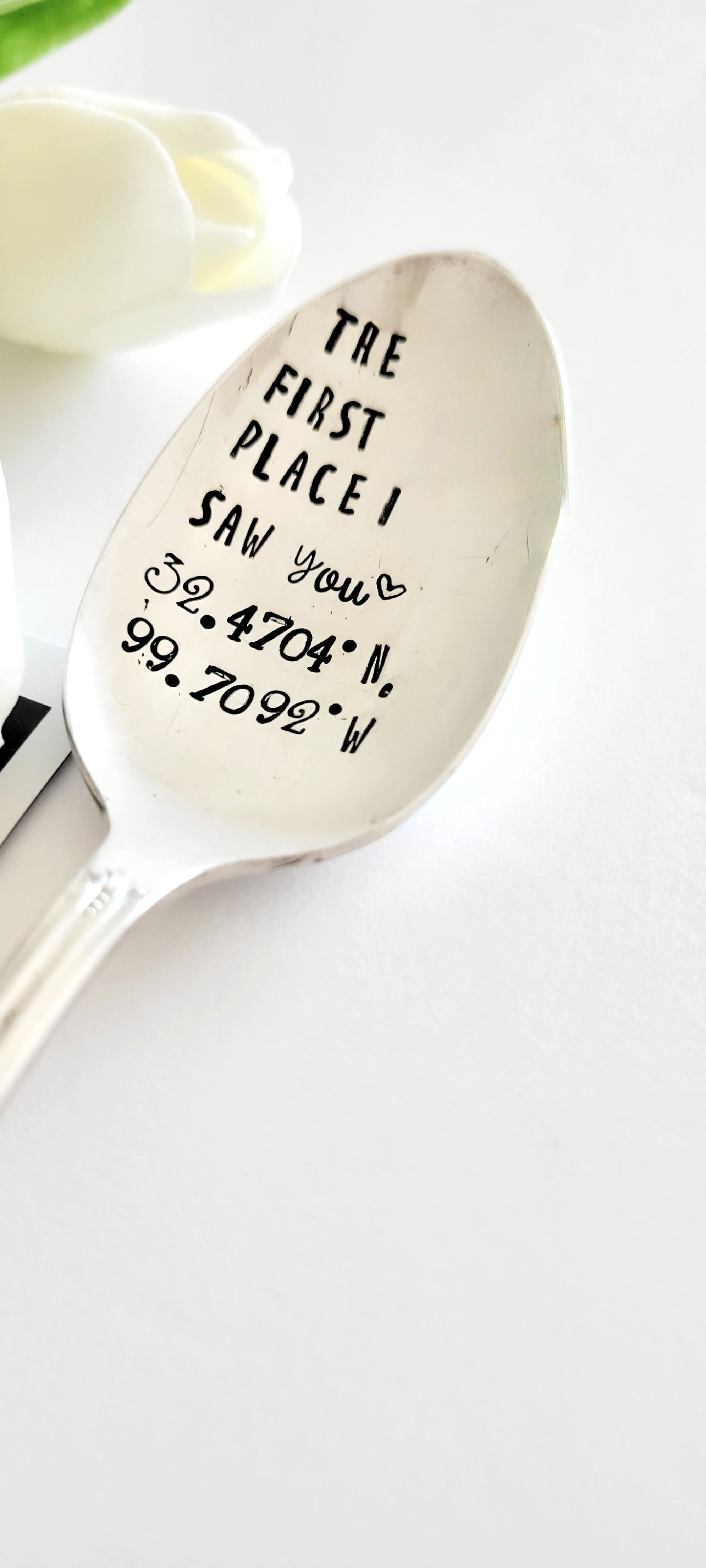 The First Place I Saw You- Vintage Personalized Stamped Spoon | Wandering Tulips