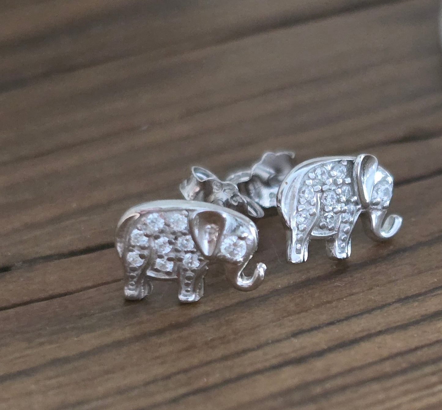 Sterling Silver CZ Elephant Earrings | Wandering Tulips