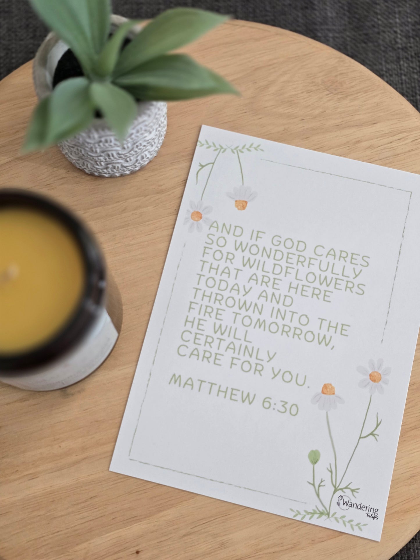 Inspirational Card - Matthew 6:30 | Wandering Tulips