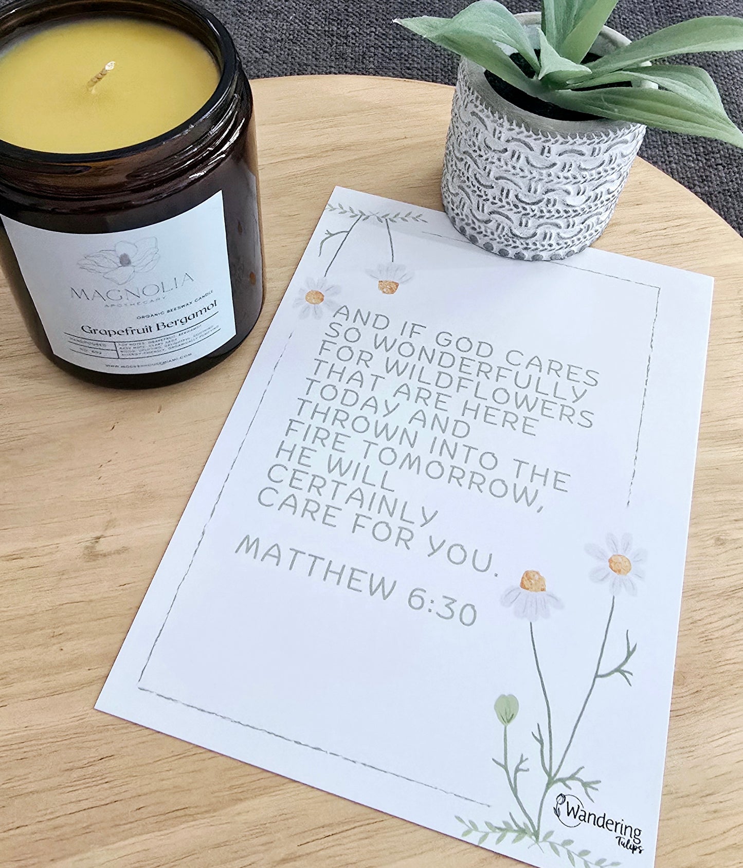 Inspirational Card - Matthew 6:30 | Wandering Tulips