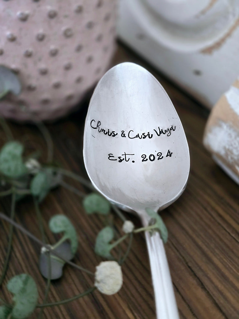 Customized Large Serving Spoon - Vintage Personalized Stamped Spoon ...