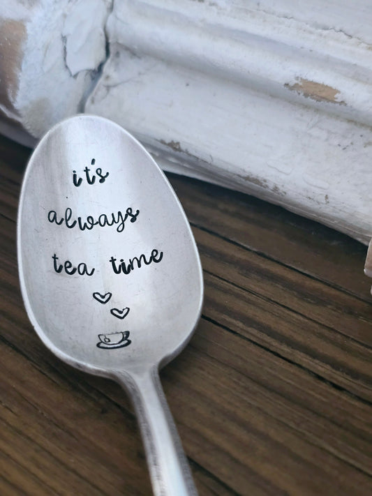 It's Always Tea Time - Vintage Personalized Stamped Spoon | Wandering Tulips