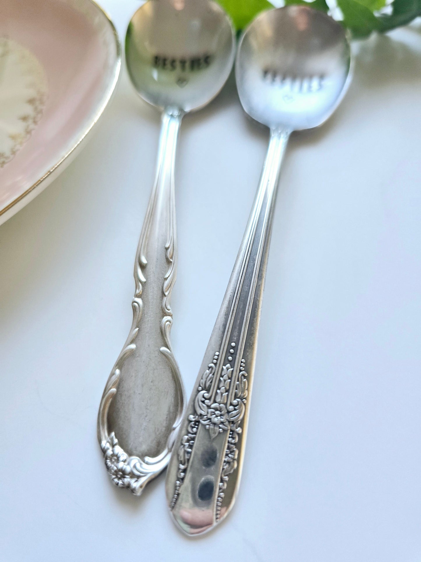 Besties Set of 2 Spoons - Vintage Personalized Stamped Spoons | Wandering Tulips