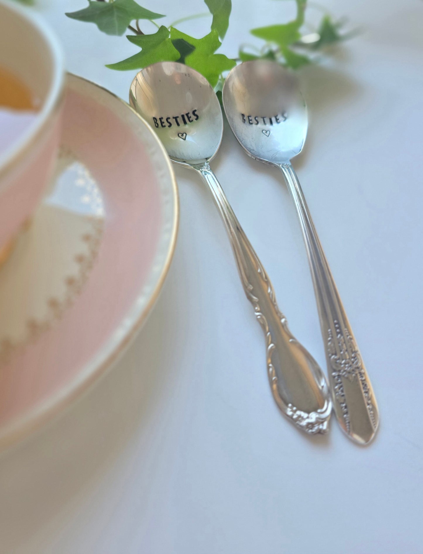 Besties Set of 2 Spoons - Vintage Personalized Stamped Spoons | Wandering Tulips