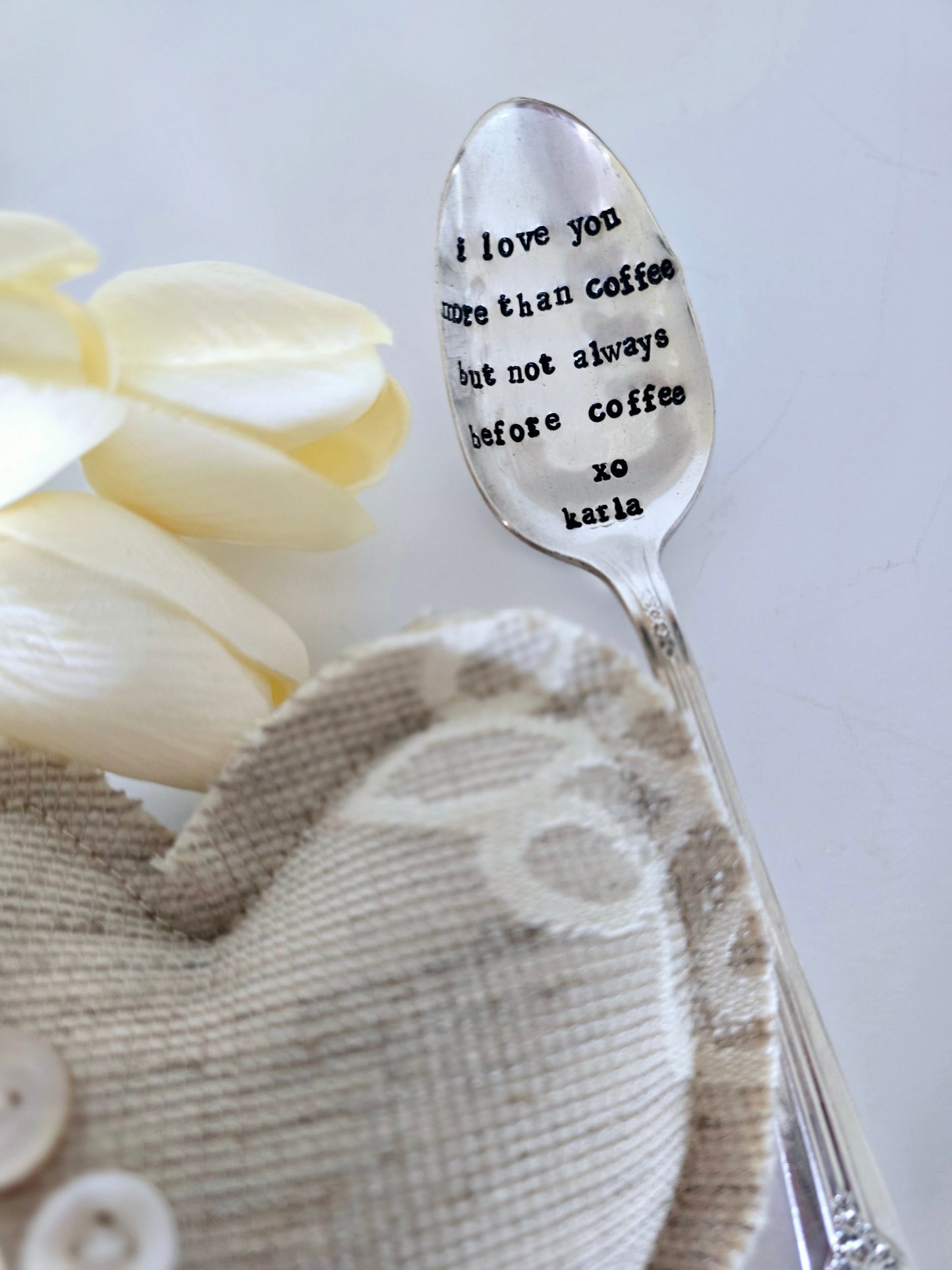 I Love You More Than Coffee - Vintage Personalized Stamped Spoon | Wandering Tulips